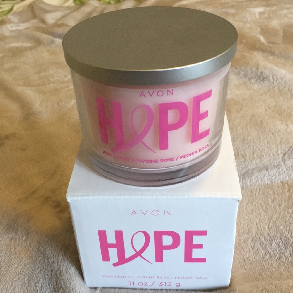 Avon Hope 3 Wick Pink Peony Scented Candle